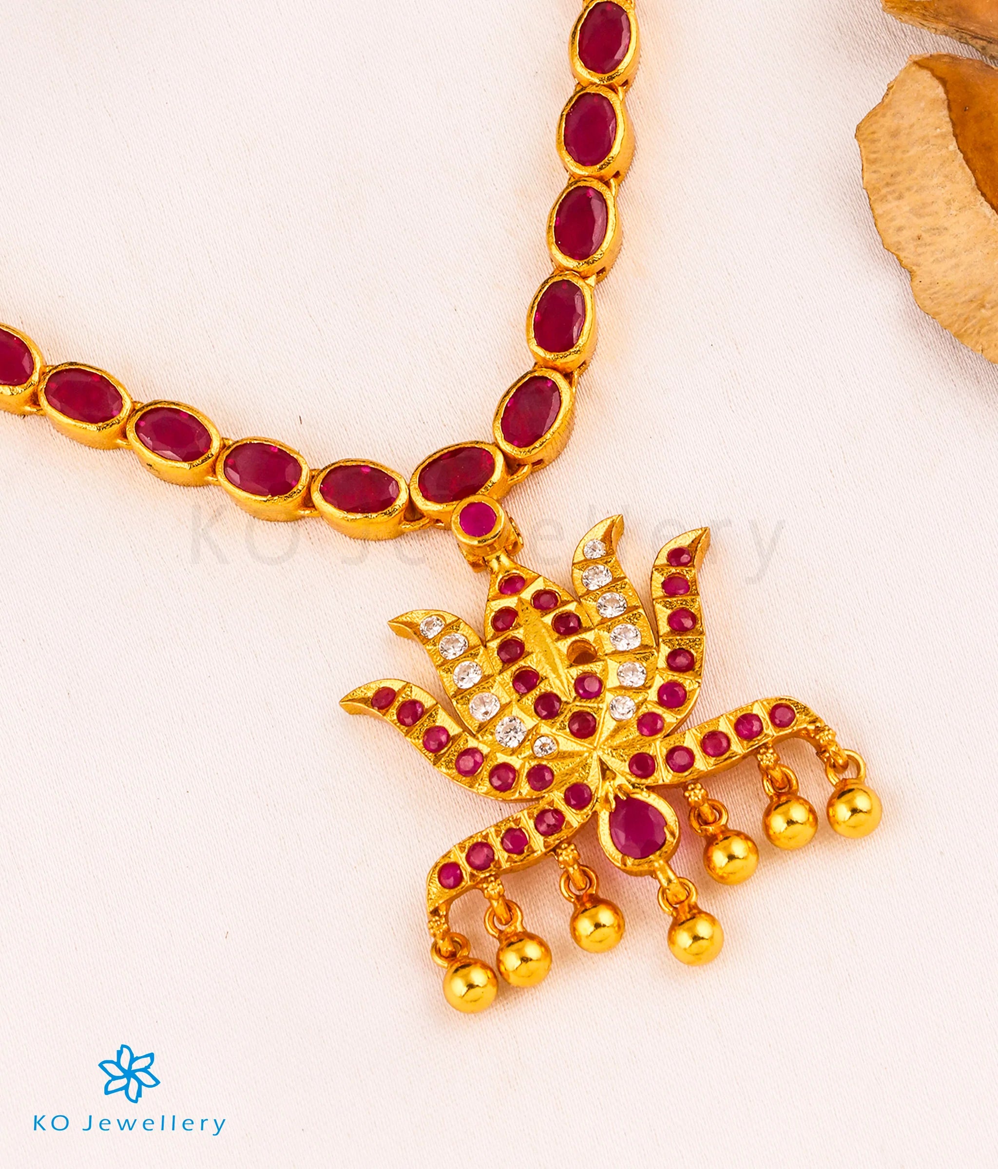 Abja Sterling Silver Kempu Necklace for Women - Elegant Red Beaded Choker with Traditional Indian Design - Perfect for Weddings, Parties & Festive Occasions