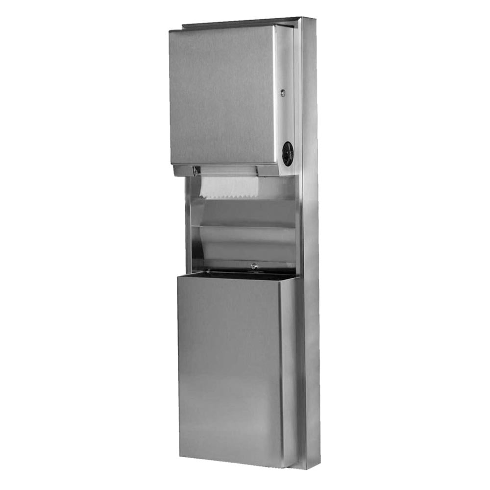 Bobrick B39619 ClassicSeries Convertible Paper Towel Dispenser & Waste Receptacle - Surface Mounted Commercial Restroom Solution for Offices, Schools, and Public Washrooms