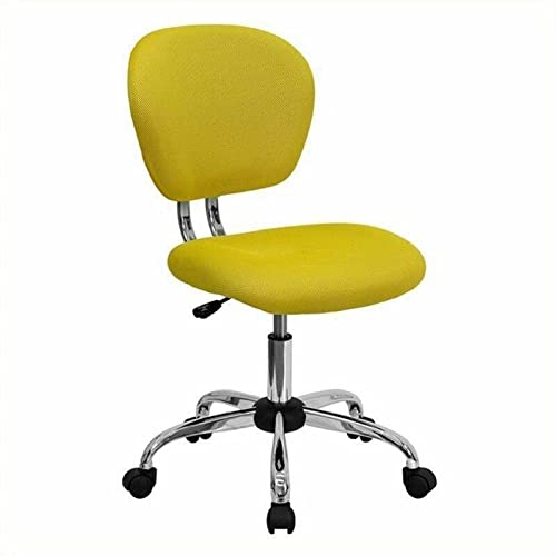 Ergonomic Mid-Back Mesh Office Chair with Lumbar Support - Yellow Gaming & Task Chair for Home Office, Computer Desk, and Workspace - Adjustable Swivel Chair with Breathable Mesh Back for Long Hours of Comfortable Sitting