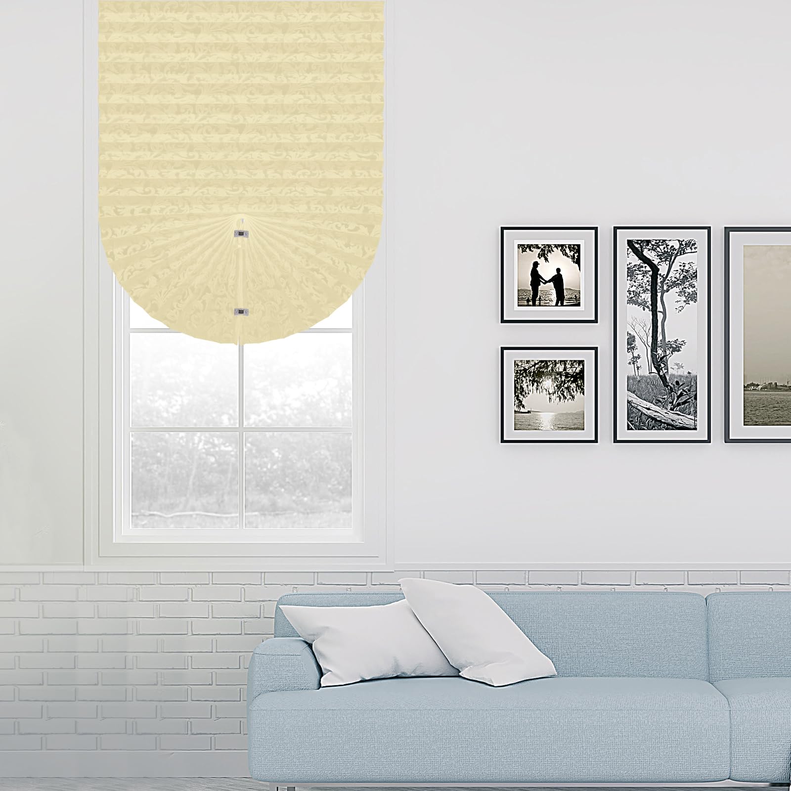 Embossed Paper Blinds - No Drill Temporary Pleated Window Shades | Self-Adhesive Cordless Window Coverings with Printed Patterns | Perfect for Indoor Windows, Doors, Bedrooms & Offices