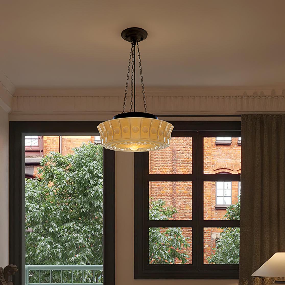 Charles Edwards Vintage Industrial Pendant Lamp - Adjustable Hanging Light Fixture for Kitchen Island, Dining Room, or Bar Counter - Antique Bronze Finish with Edison Bulb Compatibility