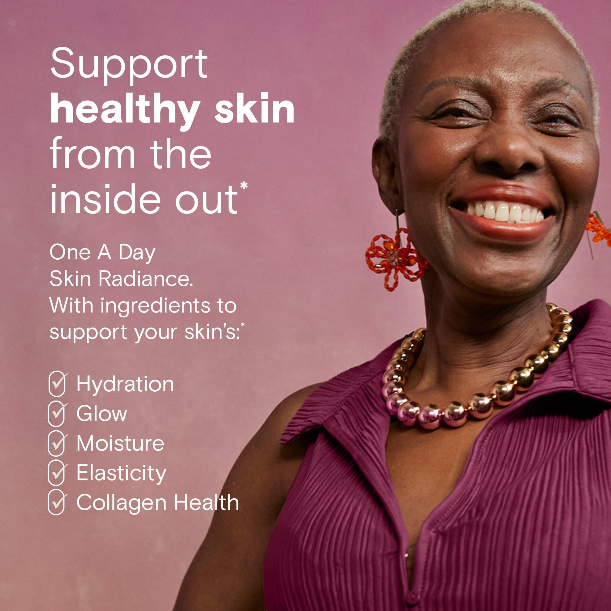 One A Day Skin Radiance Supplement - Supports Hydration & Glow with Blood Orange Extract, Collagen, Vitamin C & E - 30 Capsules for Healthy, Radiant Skin - Perfect for Daily Skincare Routine & Anti-Aging