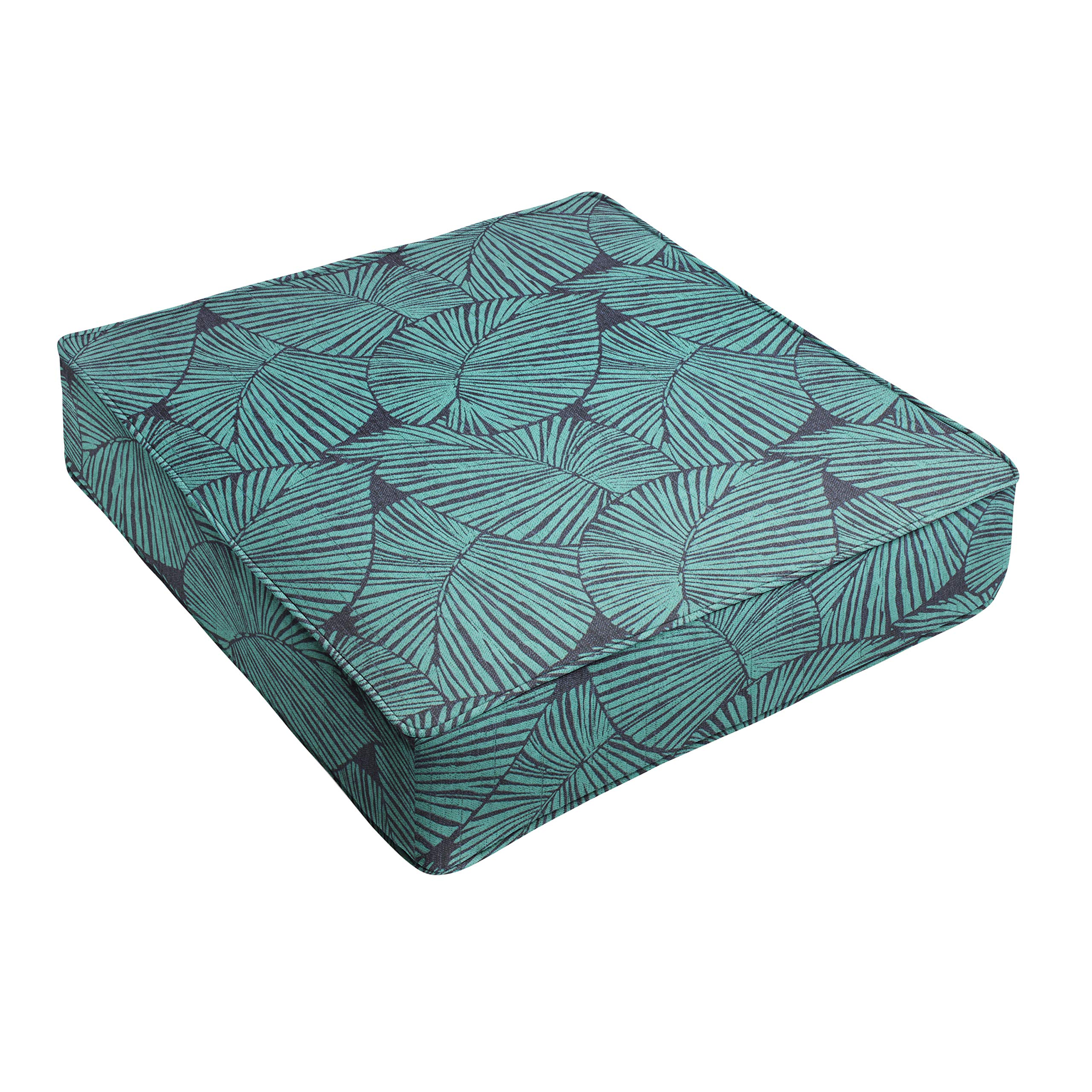 Sorra Home AZ316321SC Indoor Outdoor Cushion with Cord - Blue Tropical Print Water-Resistant Patio Furniture Pillow for Porch, Poolside & Garden Decor