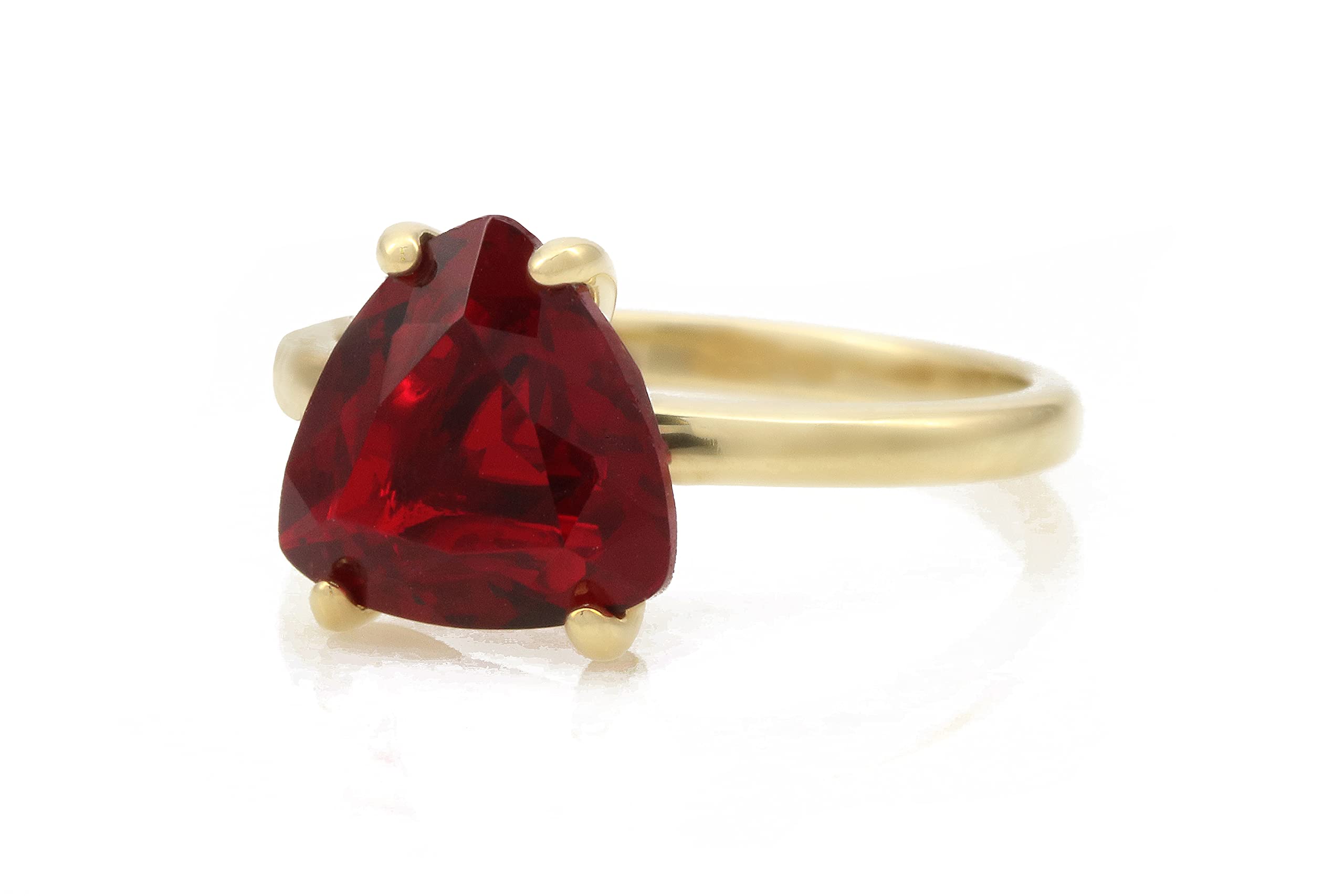 Vibrant Single Stone Garnet Ring - 14K Gold Trillion Cut Gemstone Wedding Band, Unique Engagement & Promise Ring for Women - Handmade Customizable Jewelry Gift for Her - Perfect for Anniversaries, Proposals & Special Occasions
