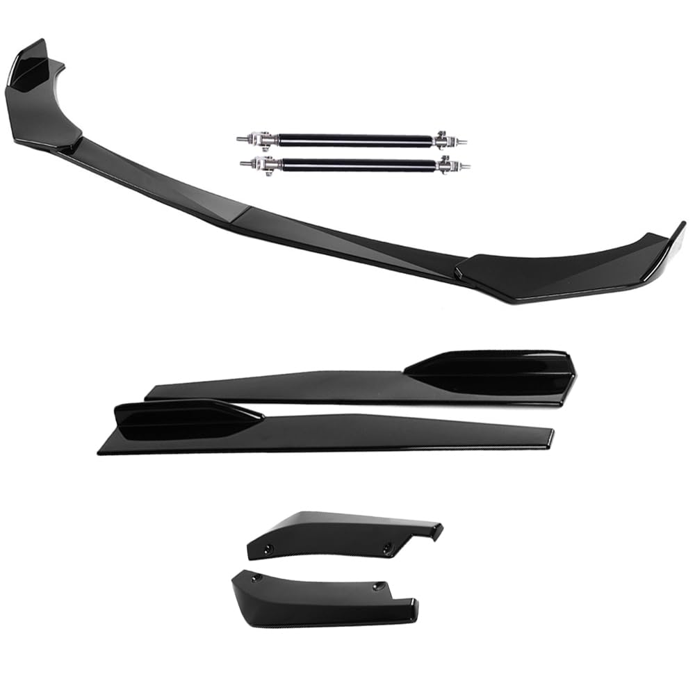 Universal Glossy Black Car Body Kit - Front Bumper Lip Spoiler (74.5cm) + Side Skirt Extensions + Rear Bumper Lip (35cm) for Most Vehicles | Enhanced Aerodynamics & Sporty Styling for Sedans, Coupes, and Hatchbacks