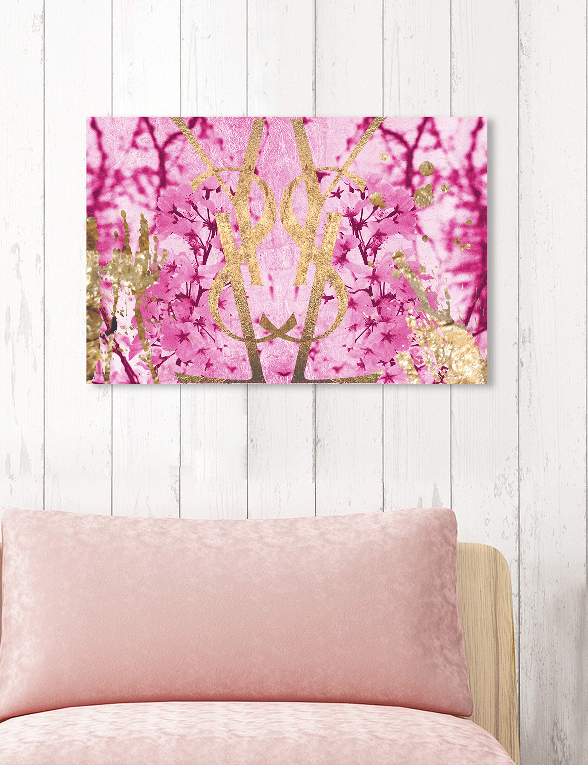 Botanical Couture Pink Wall Art Canvas Prints - Fashion & Glam Home Decor for Living Room, Bedroom, Office