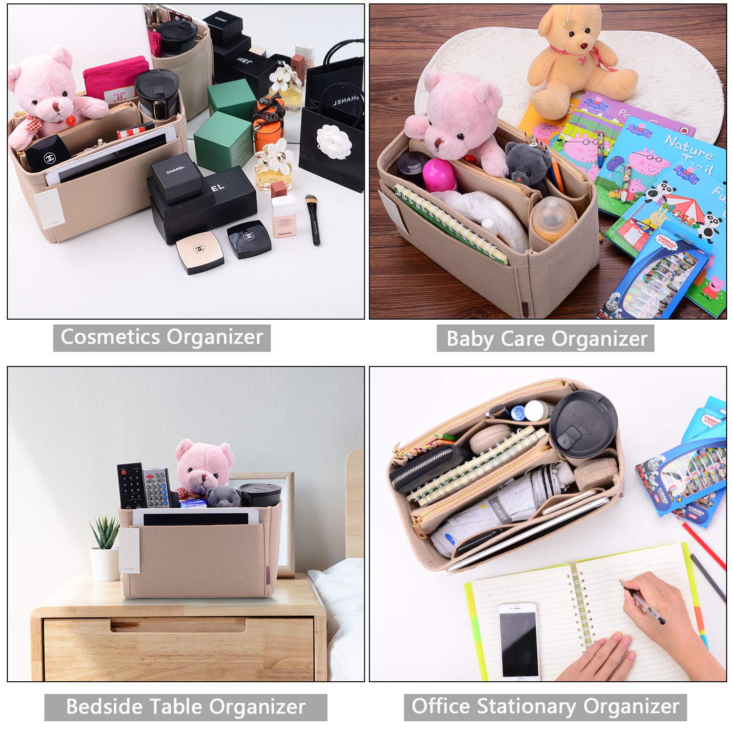 ZTUJO Felt Purse Organizer Insert - Perfect for Speedy, Neverfull, Graceful & Tote Bags | Handbag Shaper & Storage Solution | Ideal for Travel, Work & Daily Organization