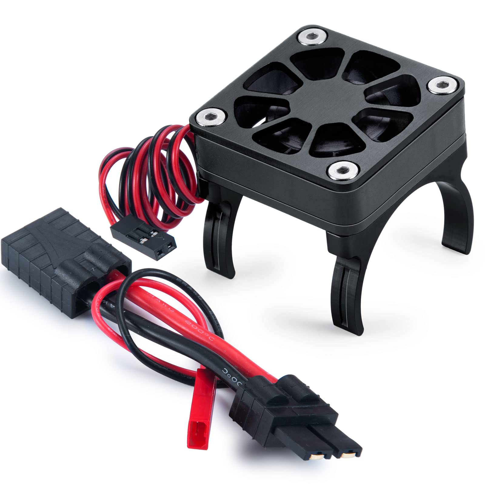 40mm RC Cooling Fan with Heat Sink for TRX4 Upgrades - Compatible with 540/550 Motors - Black - Perfect for Off-Road RC Cars & High-Performance Motor Cooling