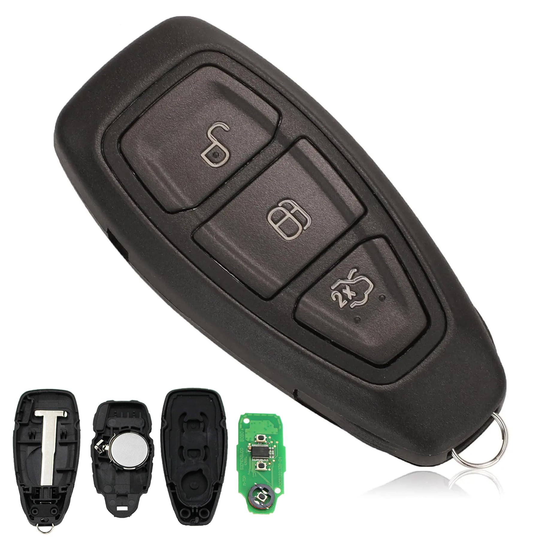 3 Buttons 433MHz 4D63 Chip Remote Car Key Fob Replacement for Ford Fiesta Mondeo Focus Kuga B-Max C-Max S-Max - Durable Key Shell Case for Easy Vehicle Access & Security (Ideal for Spare Keys, Key Replacement, and Daily Car Locking/Unlocking)