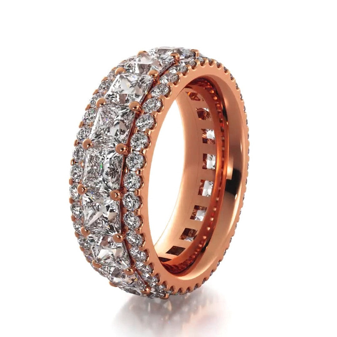 3.23 Carat Princess & Round Cut Diamond Eternity Wedding Band Ring for Women - Perfect for Engagement, Anniversary & Bridal Jewelry Gifts