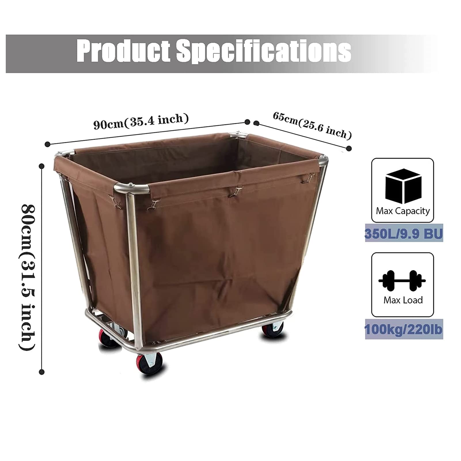 Commercial Heavy-Duty Laundry Hamper Cart with Wheels - Large Stainless Steel Rolling Storage Trolley with Removable Canvas Liners - Ideal for Industrial Laundry, Home Use, Hotels & Hospitals (4-Tier)