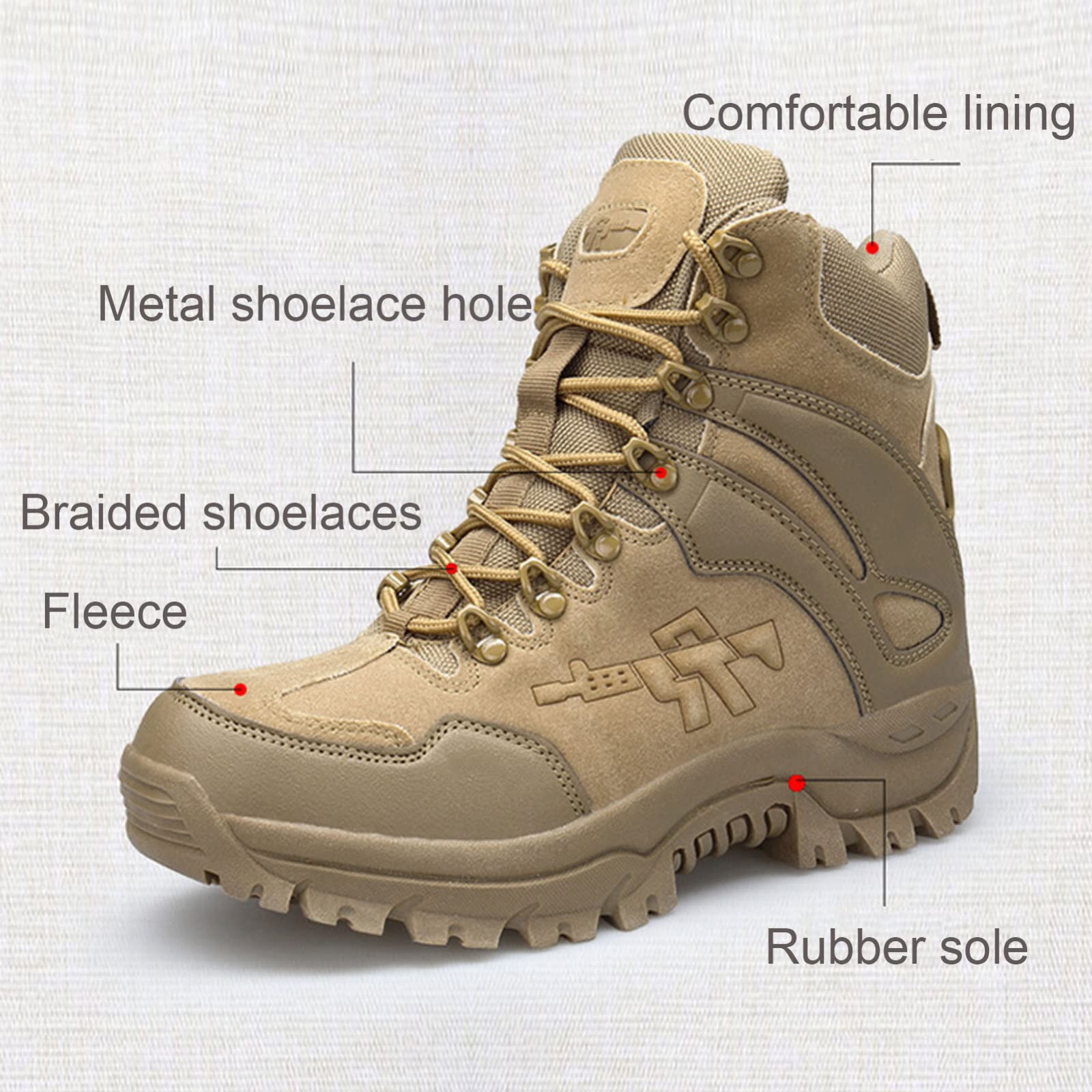 Men's Tactical Military Combat Boots - Waterproof Outdoor Hiking Hunting Trekking Boots for Camping & Mountaineering | Winter Army Shoes with Insoles (A-41 EU) | Perfect for Outdoor Adventures, Survival Training & Heavy Duty Work