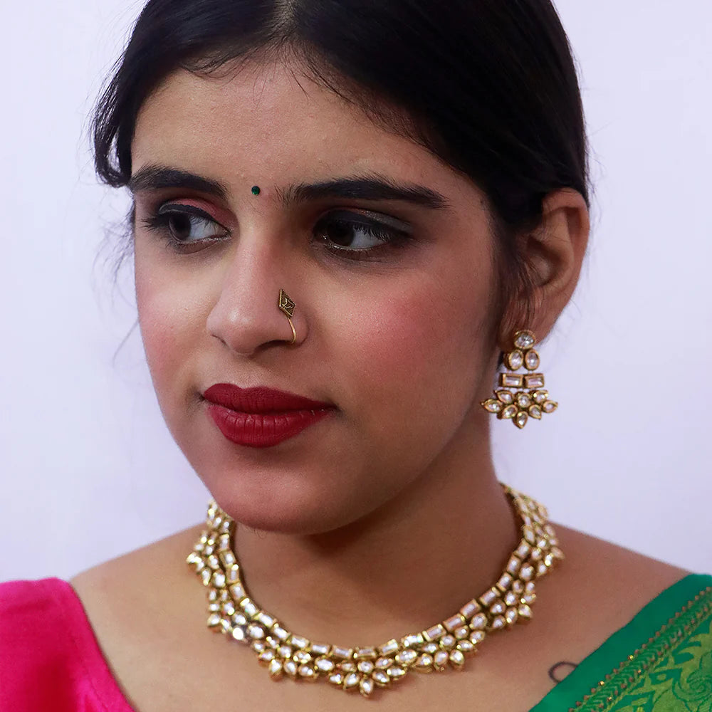 Exquisite Gold Plated Royal Kundan Necklace (D534) - Elegant Indian Jewelry for Weddings, Parties & Special Occasions
