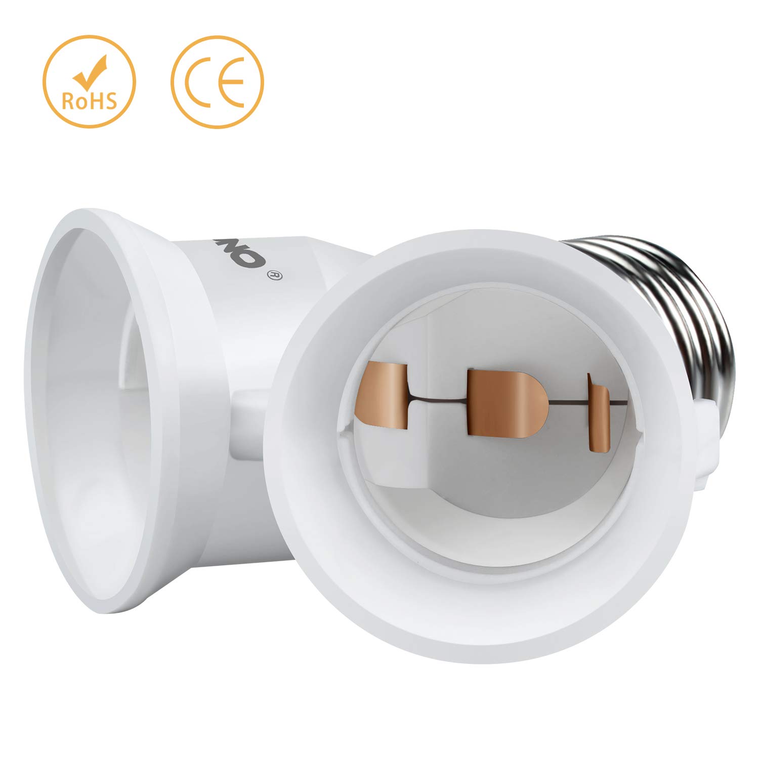 DiCUNO 2-in-1 E26 Socket Splitter Adapter - Convert 1 Socket to 2 Bulbs, Y-Shape Lamp Holder for E26 Medium Base Bulbs, 200W Max & 165℃ Heat Resistant - 6 Pack - Perfect for Lamps, Ceiling Lights & Home Decor Lighting