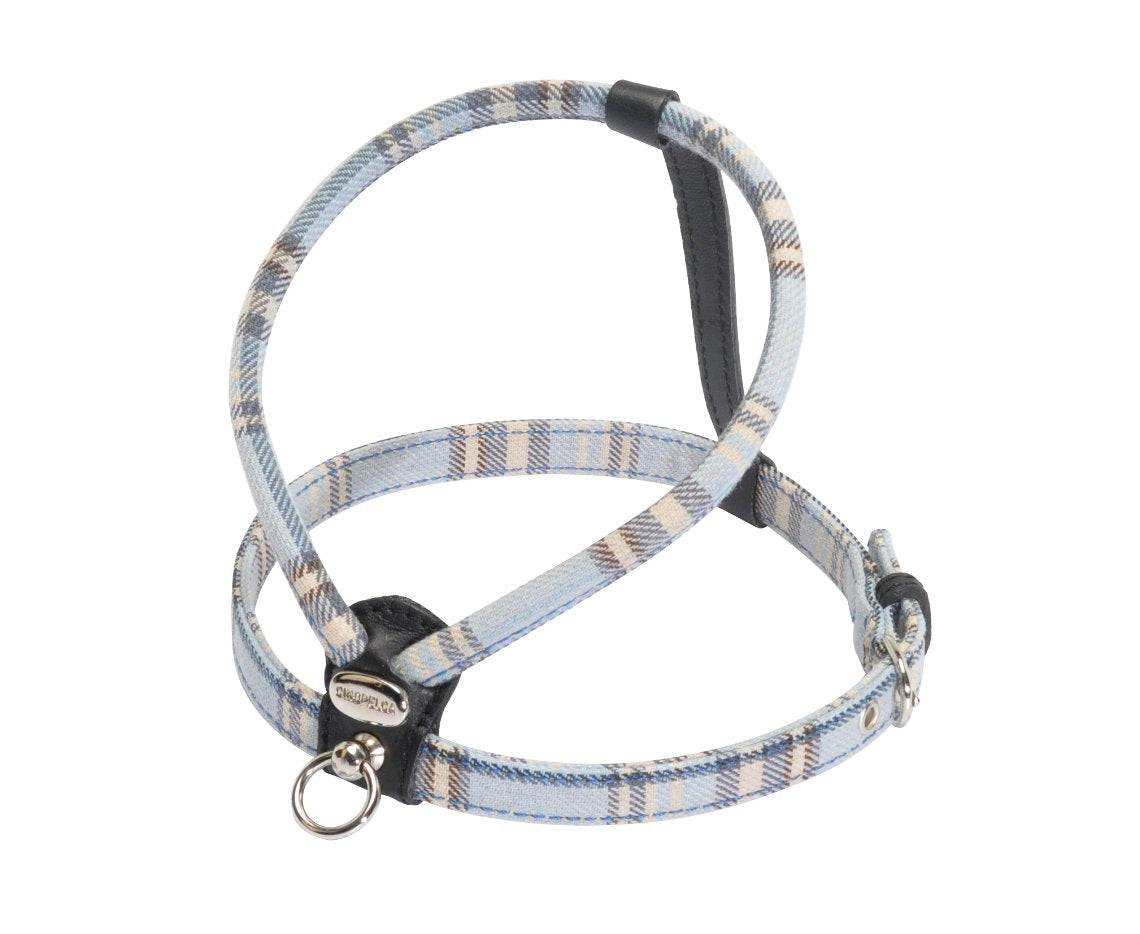 La Cinopelca Cheri Classic Tartan Dog Harness & Leash Set for Small Dogs - Adjustable Pet Walking Gear with Rolled Leather Leash, Perfect for Daily Walks, Training & Outdoor Adventures
