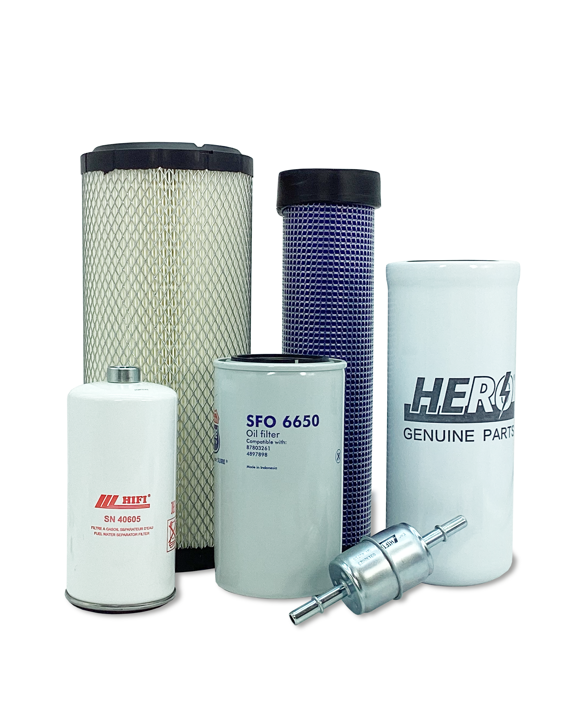 New Holland LS190.B Skid Steer Loader HERO® Maintenance Filter Kit - Air, Oil & Hydraulic Filters Replacement Set for Heavy-Duty Construction Equipment