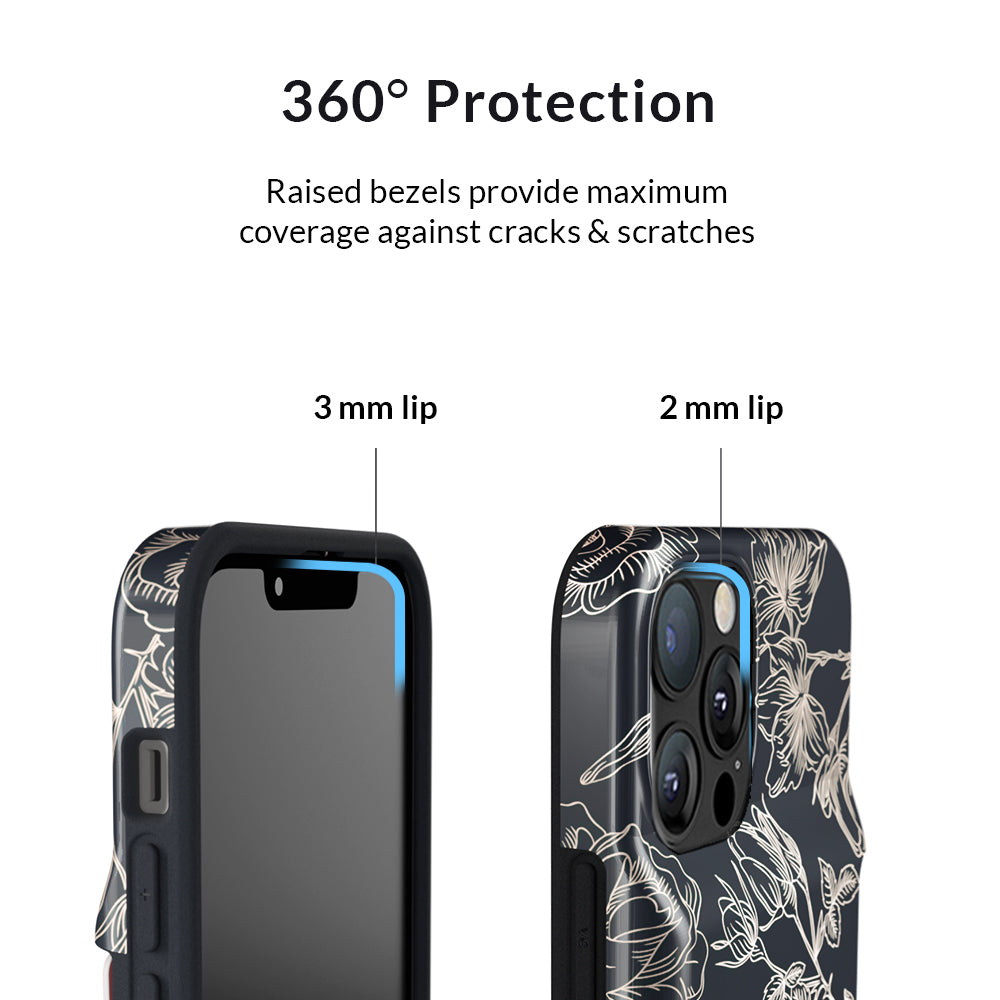 Floral Rose Gold iPhone Wallet Case - Slim Protective Phone Cover with Card Holder for iPhone 13/14/15 - Perfect for Everyday Use, Travel & Shopping