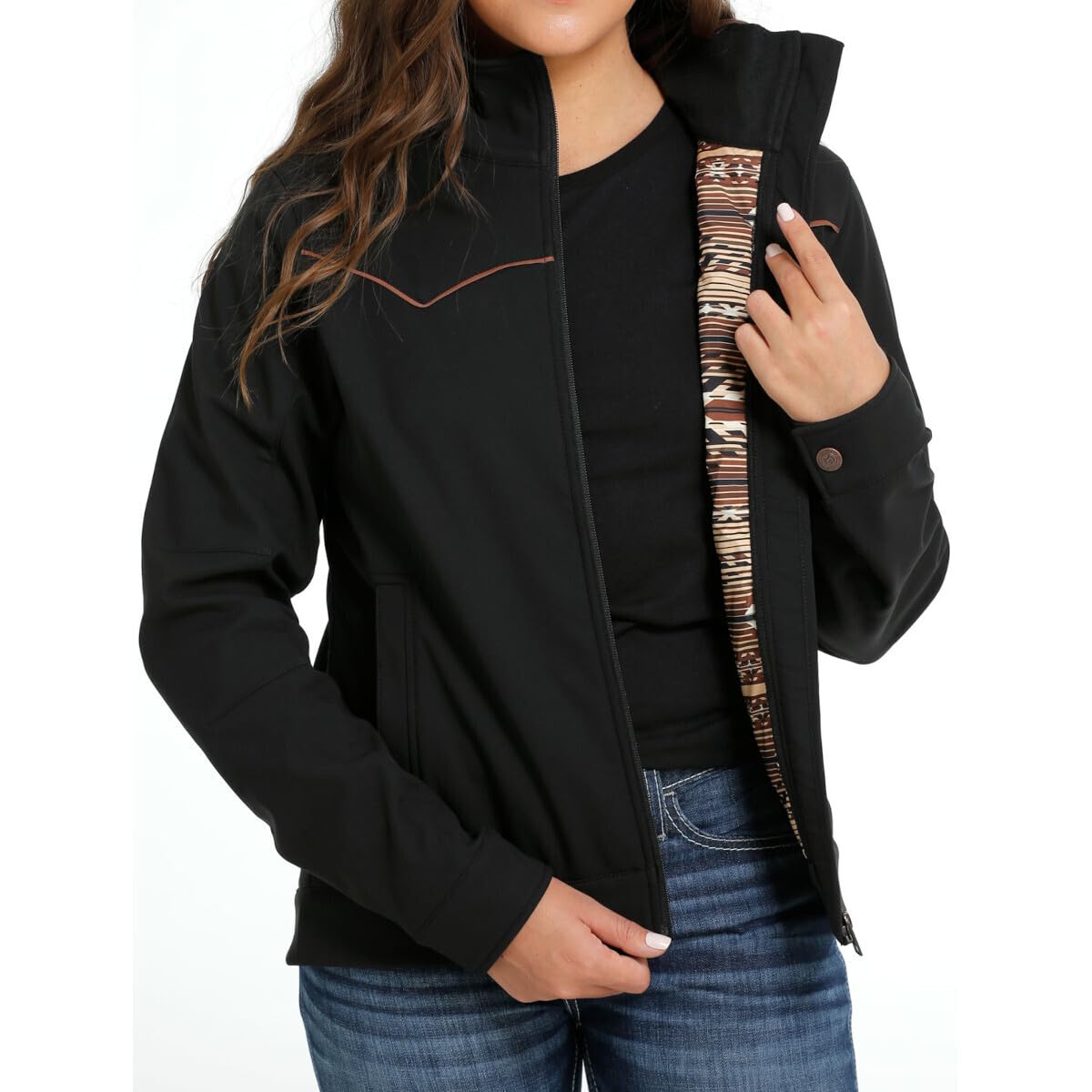 Cinch Women's Western Bonded Jacket - Black, Size M | Stylish Cowgirl Outerwear for Rodeo, Country Music Festivals & Everyday Wear