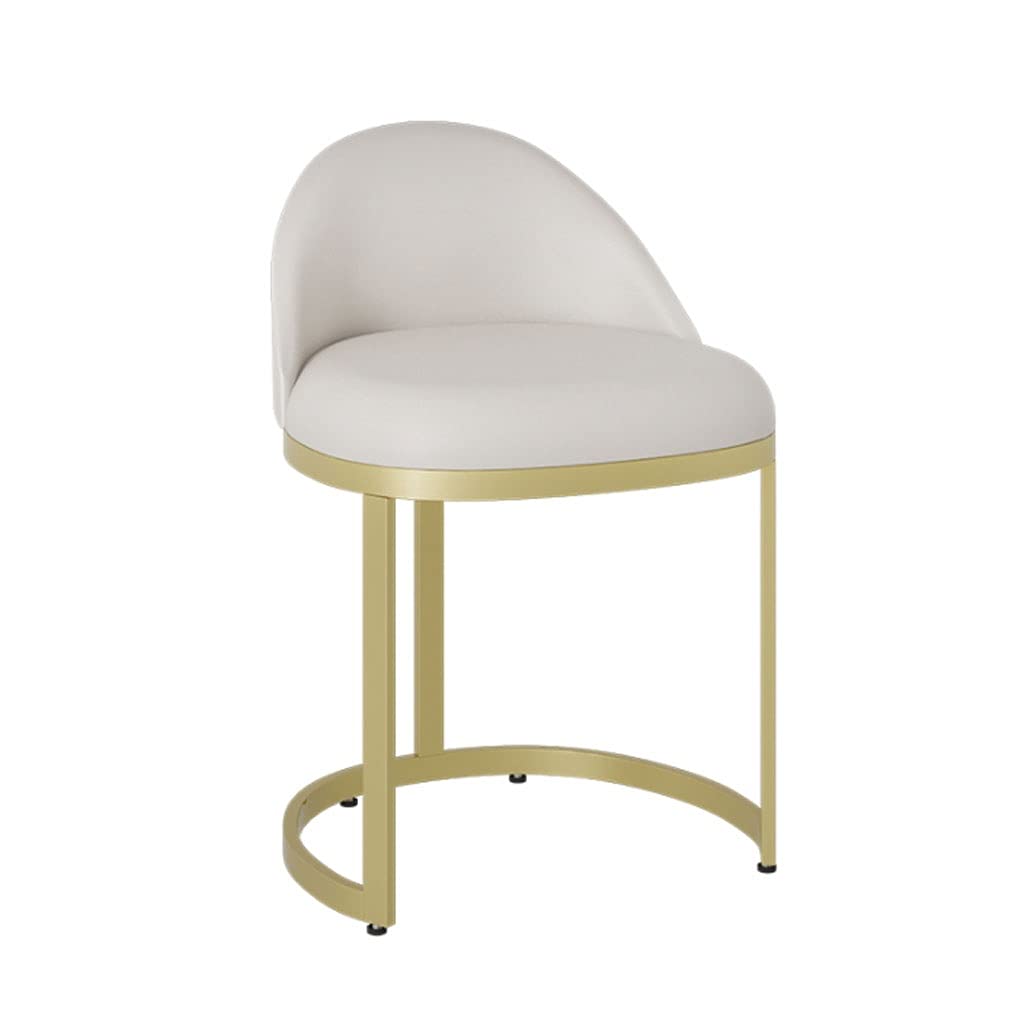 Modern White Wrought Iron Vanity Chair with Back - 330lb Capacity Makeup Stool for Bedroom, Dressing Room & Office - Elegant Vanity Seat for Makeup, Dressing & Home Decor (Perfect for Bridal Suites, Salon Stations & Cozy Reading Nooks)
