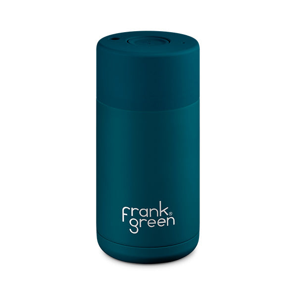 Frank Green Original Reusable Coffee Cup - 16oz Insulated Stainless Steel Travel Mug with Lid, Leak-Proof & Eco-Friendly (Perfect for Office, Commuting, Hiking & Outdoor Activities)