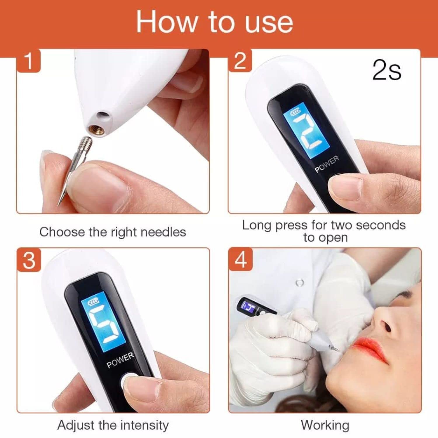 KIYO Painless Mole Removal Pen - LCD Screen Display, Wart & Speckle Remover for Face & Body, Portable Skin Care Equipment (Multicolor) - Perfect for At-Home Beauty Treatments & Tattoo Spot Removal