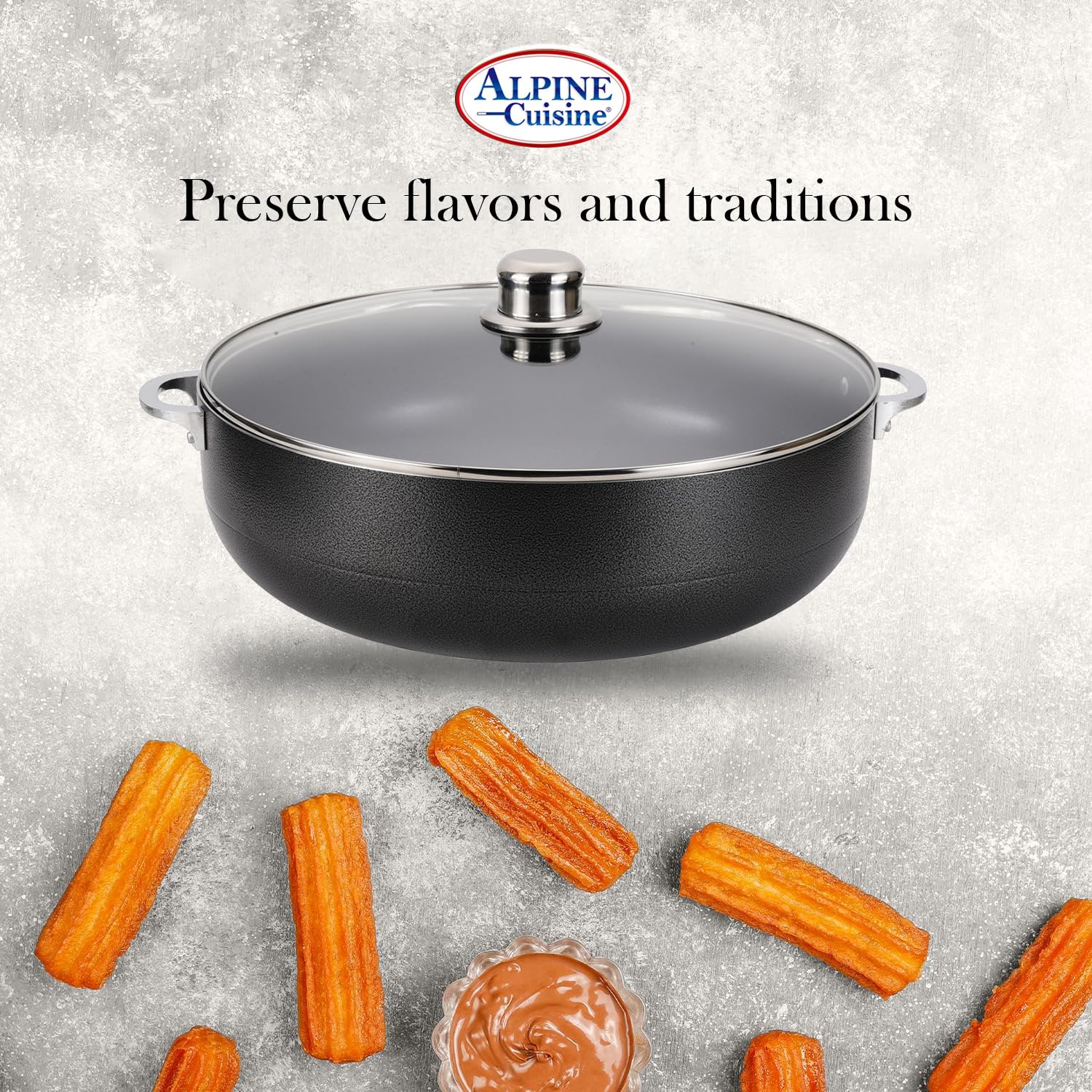 Alpine Cuisine 8-Piece Aluminum Non-Stick Caldero Stock Pot Set (2, 3.5, 7, 13 Quart) - Heavy Duty Cookware for Home Kitchen & Professional Chefs - Multipurpose Dutch Oven for Soups, Stews, Rice, Pasta & Braising - Perfect for Family Dinners, Meal Prep & Catering Events