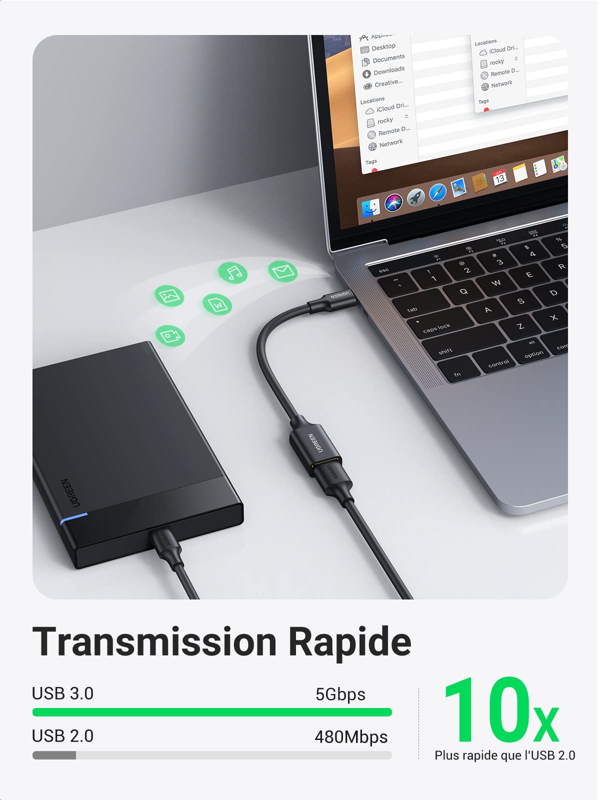UGREEN USB C to USB 3.0 OTG Adapter Cable - 5Gbps Type C Male to USB A Female Converter - Compatible with iPhone 16/15 Series, MacBook Pro/Air, iPad Pro/Air, Galaxy Tab S9/S24/S23, Redmi Note 11 - Perfect for Data Transfer, Charging & Device Connectivity