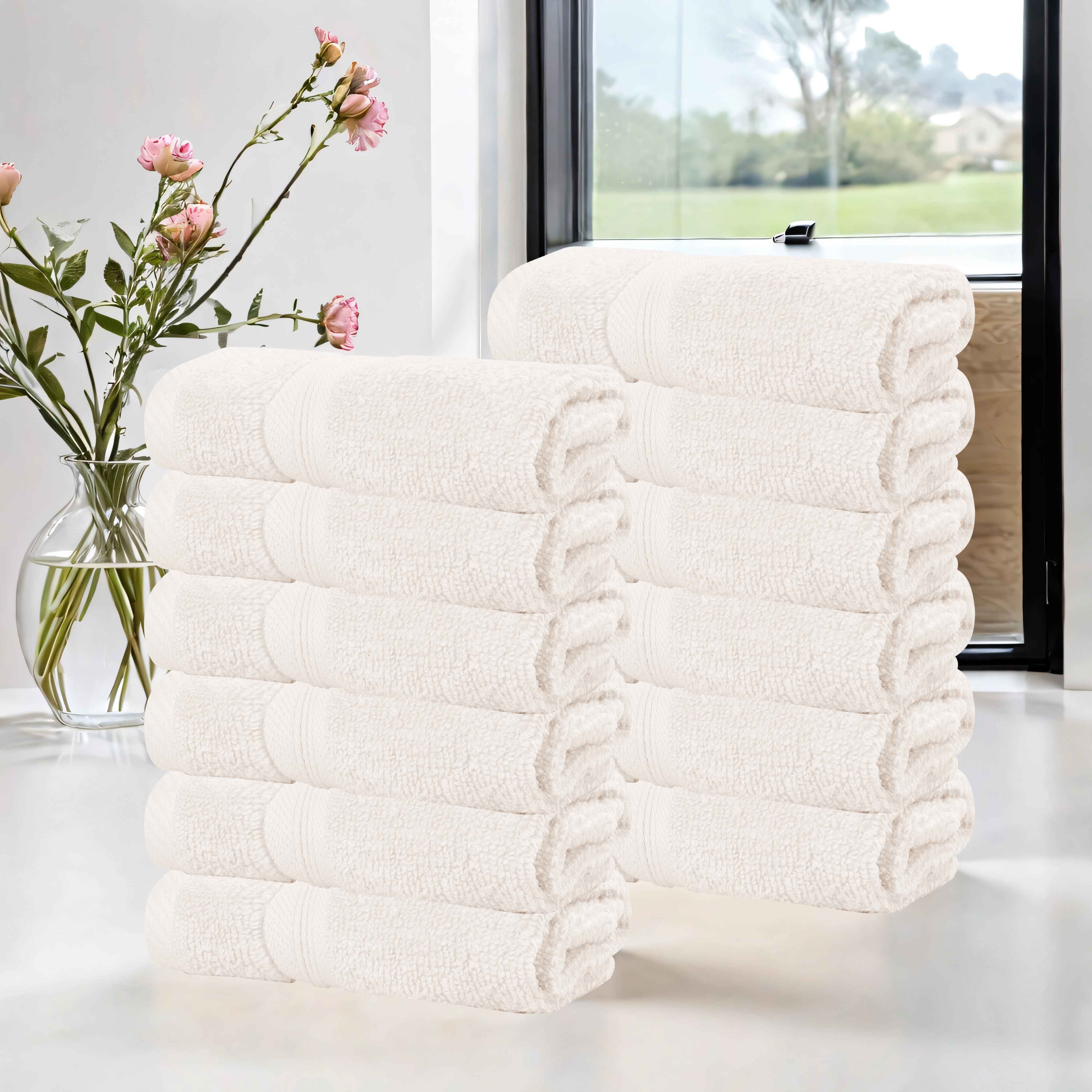 Premium 12-Pack Zero Twist Cotton Face Towels & Washcloths | Ultra Soft, Absorbent & Skin-Friendly | Perfect for Spa, Baby Care & Gentle Exfoliation
