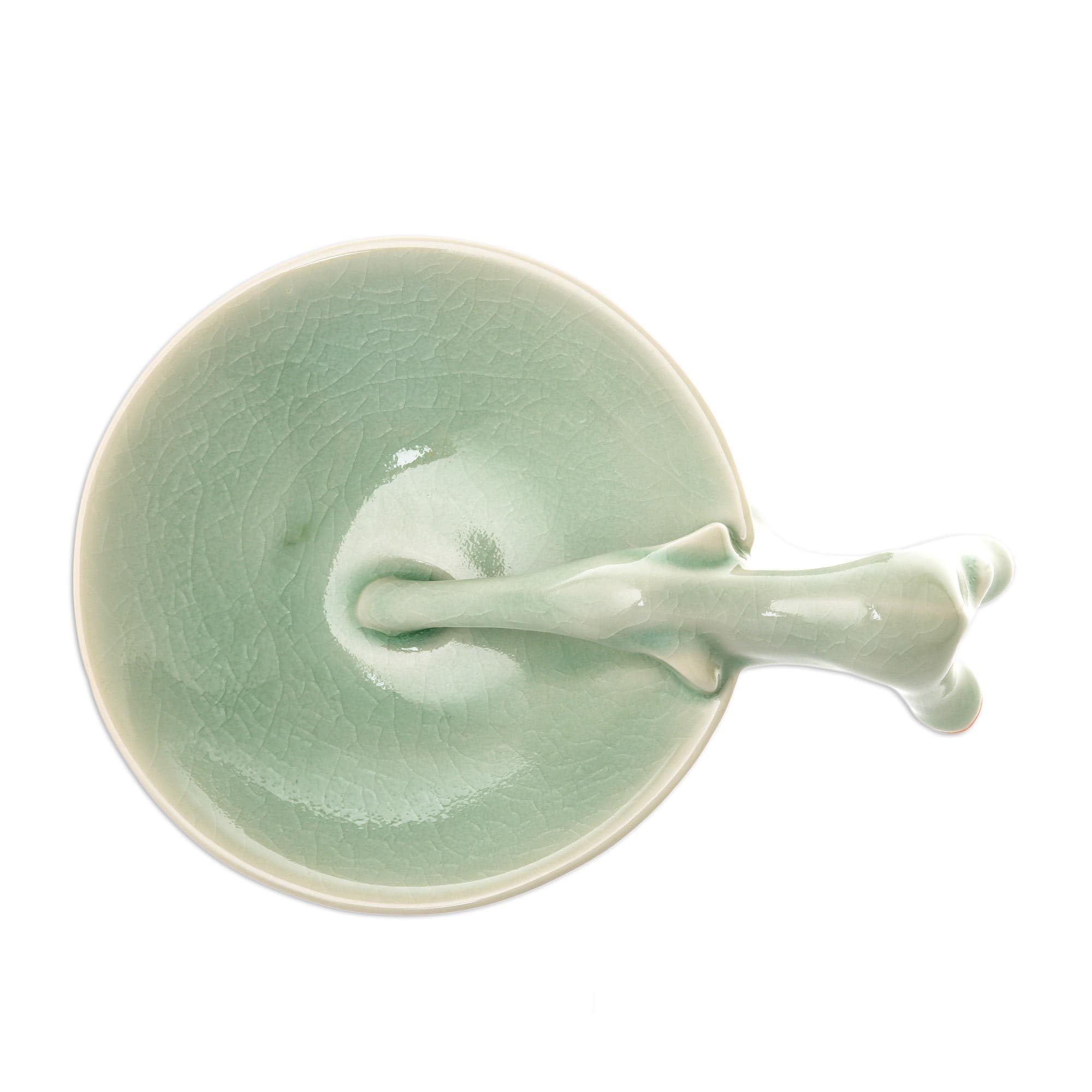 NOVICA Handmade Green Ceramic Elephant Incense Holder - 'Sipping Elephant' Statue for Home Decor, Yoga Meditation & Gift Giving