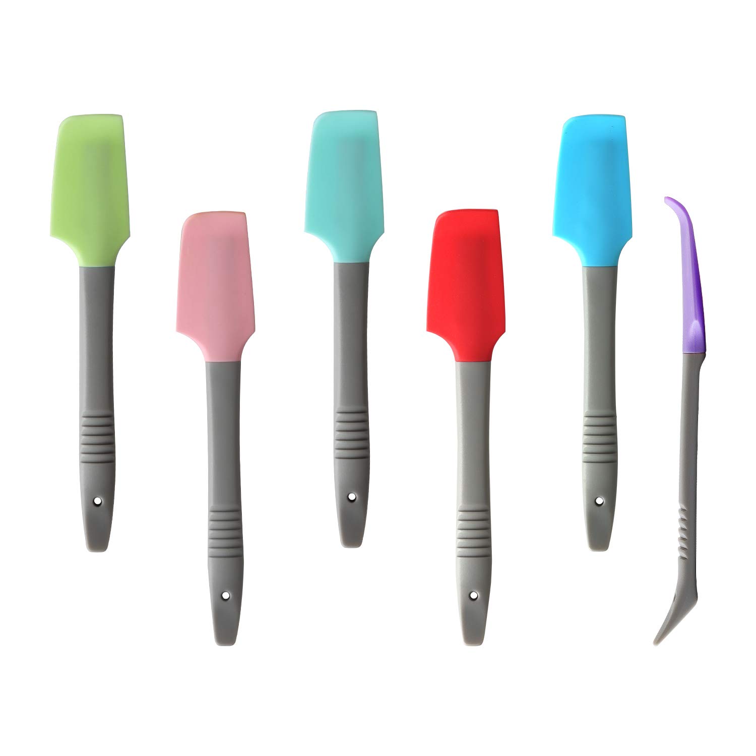 Yoku Made - 6-Piece Silicone Mini Spatula Set, Curved Kitchen Scraper for Baking, Cooking & Mixing | Perfect for Frosting, Wet Pet Food Cans & Jars | Non-Slip Grip, Heat-Resistant & Dishwasher Safe | Ideal for Home Bakers & Pet Owners