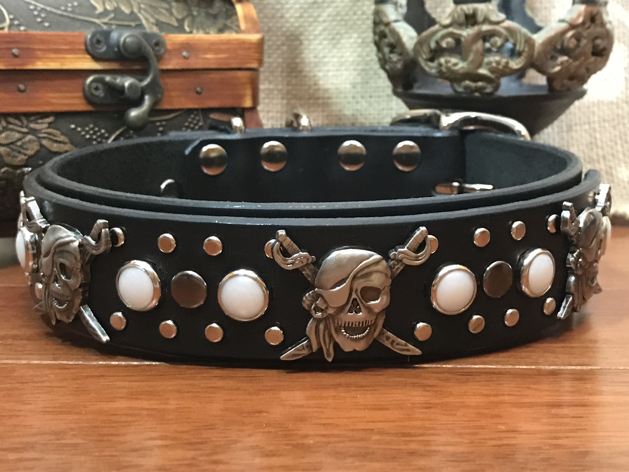 Premium Calipso Leather Dog Collar - Adjustable, Durable & Stylish Pet Collar for Small Medium Large Dogs - Perfect for Daily Walks, Training & Outdoor Adventures