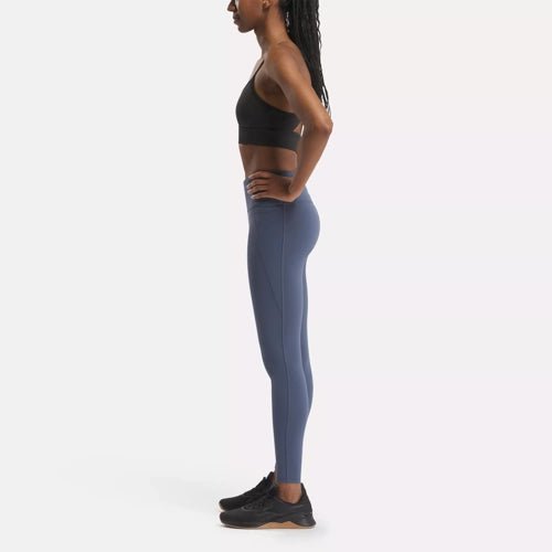 Reebok Women's High-Rise Lux Blue Yoga Tights - Comfortable Workout Leggings for Running, Gym & Lounge Wear