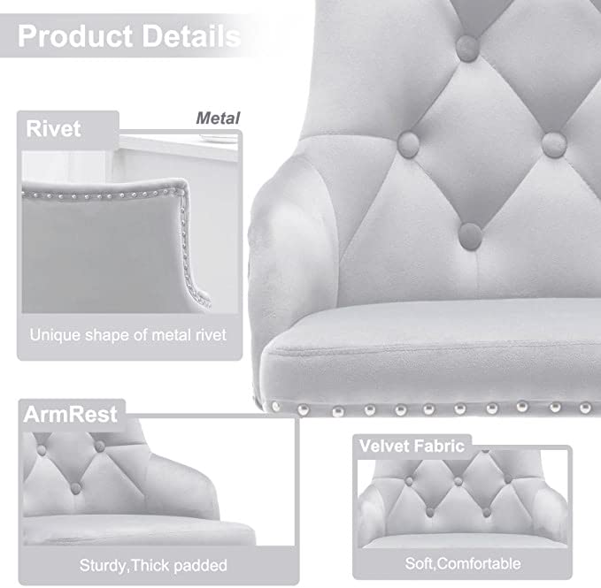 Modern Velvet Bar Stools Set of 4 - Adjustable Height High Back Counter Stools for Kitchen Island, Pub, Bar & Dining Room - Light Grey Upholstered Seating for Home & Commercial Use