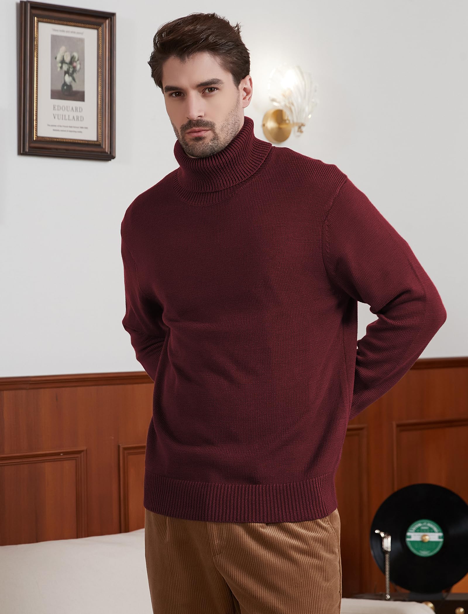 Kallspin Men's Wool Blend Turtleneck Sweater - Mid-Weight High Neck Pullover for Winter Warmth | Office Wear & Casual Outfits