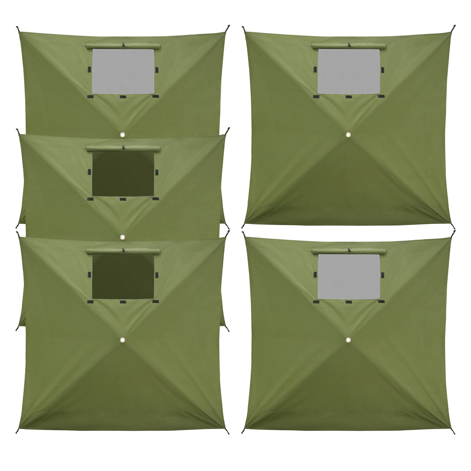 EAGLE PEAK 5-Pack Green Wind Screen Side Wall Panels with Window - Weatherproof, UV Resistant & Waterproof for Outdoor Patio, Garden, and Camping Protection