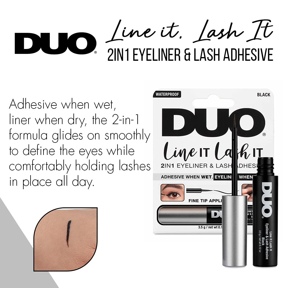 DUO Line IT Lash IT Black - 2-in-1 Eyeliner & Lash Adhesive for Waterproof Smudge-Proof Makeup | Perfect for Daily Wear, Special Occasions & Professional Use