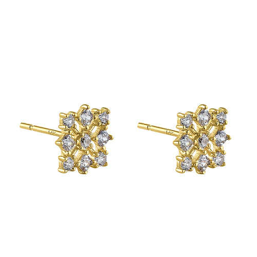 14K Solid Yellow Gold Square CZ Stud Earrings for Women - Perfect for Weddings, Parties & Everyday Elegance