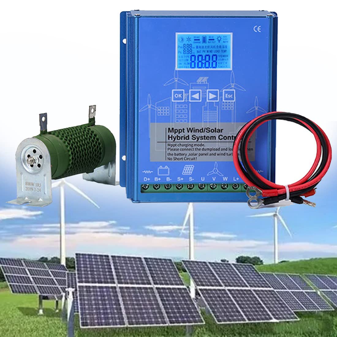 6000W MPPT Wind Solar Hybrid Charge Controller - 12V/24V/48V Boost Controller for Wind Turbine & Solar Panel Battery Charging - Perfect for Off-Grid Power Systems, RV, Marine & Home Energy Storage