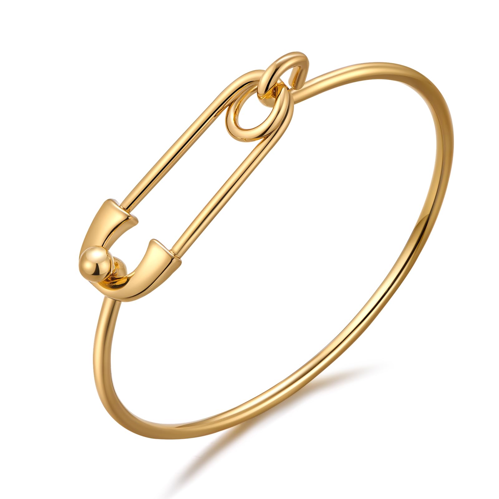 Elegant Gold & Silver Link Bangle Bracelet for Women - Thin Minimalist Cuff Bracelet - Dainty Everyday Jewelry for Office, Date Night & Special Occasions