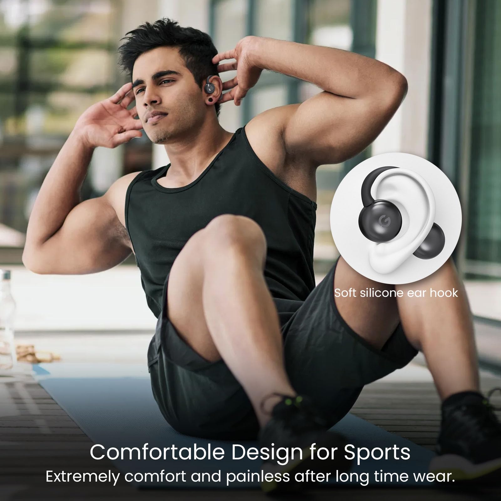 Open Ear Headphones Q87 - True Wireless Bluetooth 5.3 Earbuds with Touch Control, Secure Ear Hooks & Built-in Mic for Sports, Gym, Running & Workouts | Perfect for Outdoor Activities & Fitness Enthusiasts