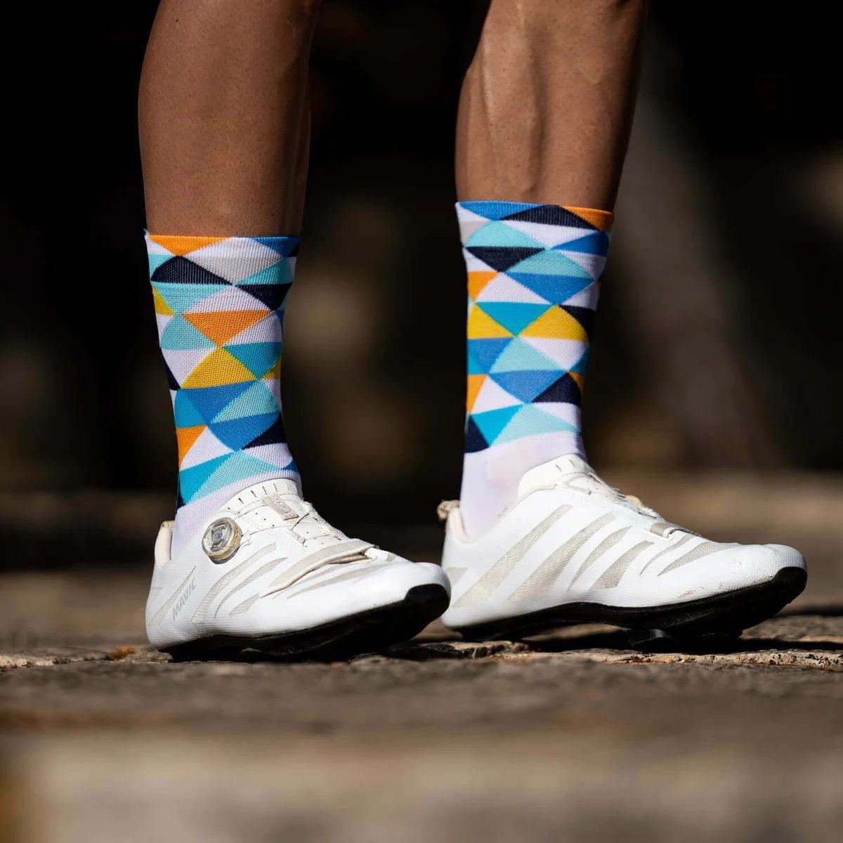 Breathable Blue Cycling Socks for Men & Women - Moisture-Wicking Sports Socks with Arch Support - Perfect for Road Biking, Mountain Biking & Indoor Cycling