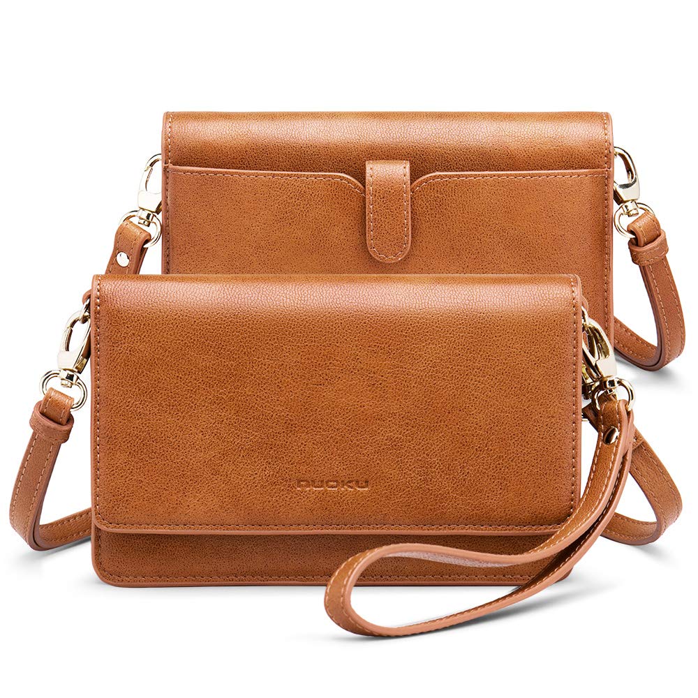 Stylish nuoku Crossbody Bag for Women - Lightweight Leather Wristlet Wallet with Phone Pocket & Credit Card Slots | Perfect for Everyday Use, Travel, and Shopping