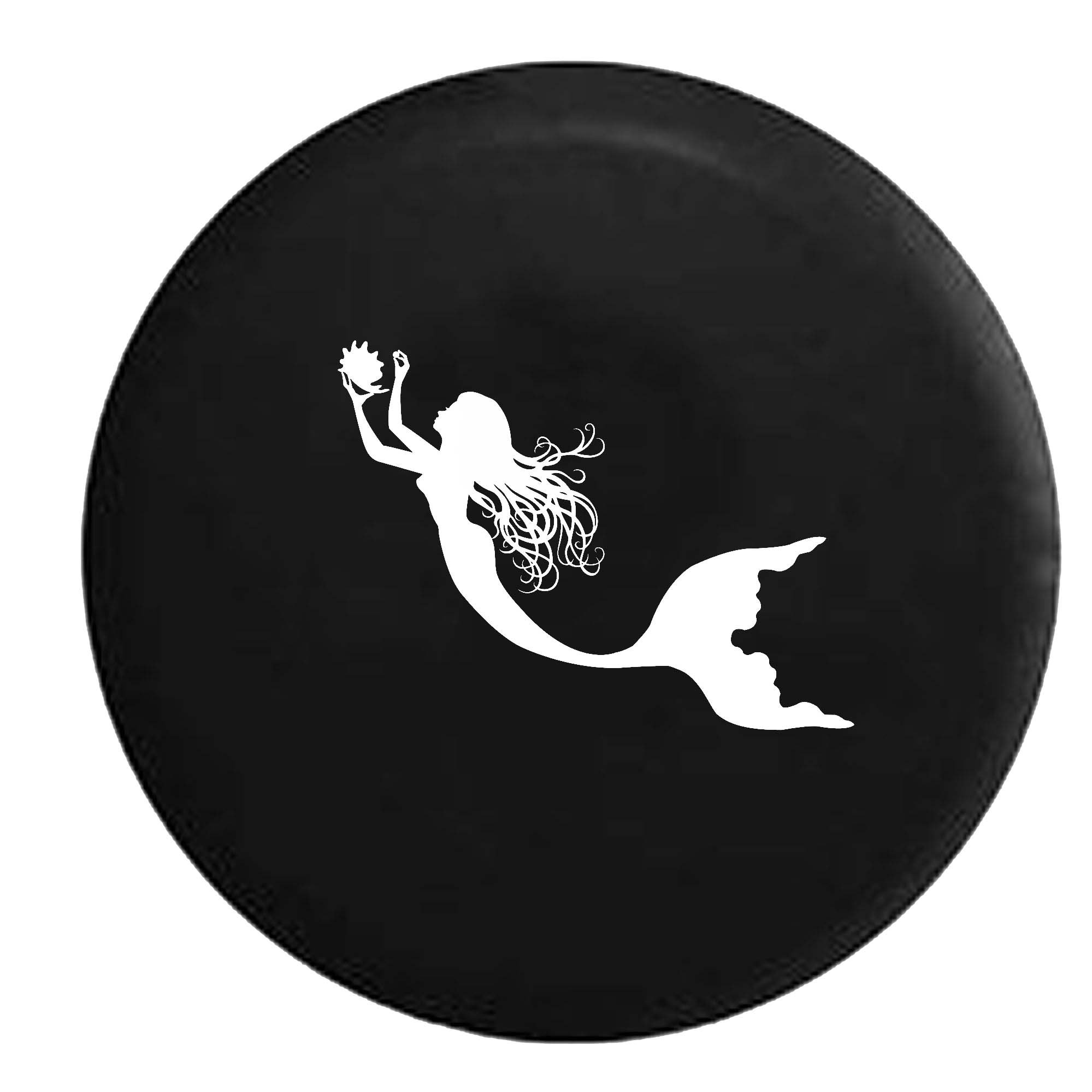American Educational Products Mermaid Sea Ocean Swimming Seashell Girl Spare Tire Cover - 35 Inch Vinyl Black for SUV, Jeep, Truck - Perfect for Beach Trips & Ocean-Themed Decor