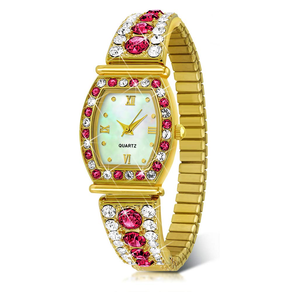 Personalized Birthstone Stretch Watch for Women - Elegant Adjustable Birthstone Jewelry - Meaningful Birthday & Anniversary Gifts - Perfect for Everyday Wear, Special Occasions and Gift Giving
