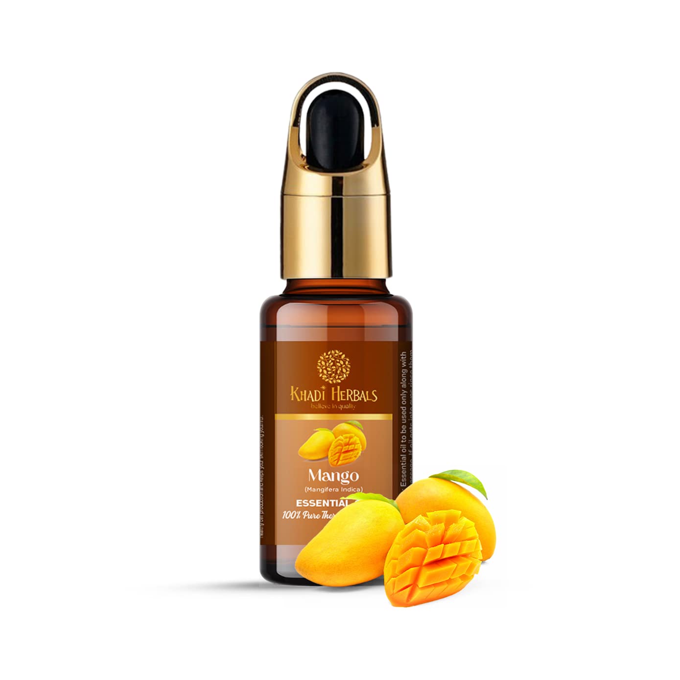 Khadi Herbals 100% Pure Natural Mango Essential Oil (Mangifera Indica) - 10ml with Dropper | Steam Distilled for Aromatherapy, Massage & Skin Care