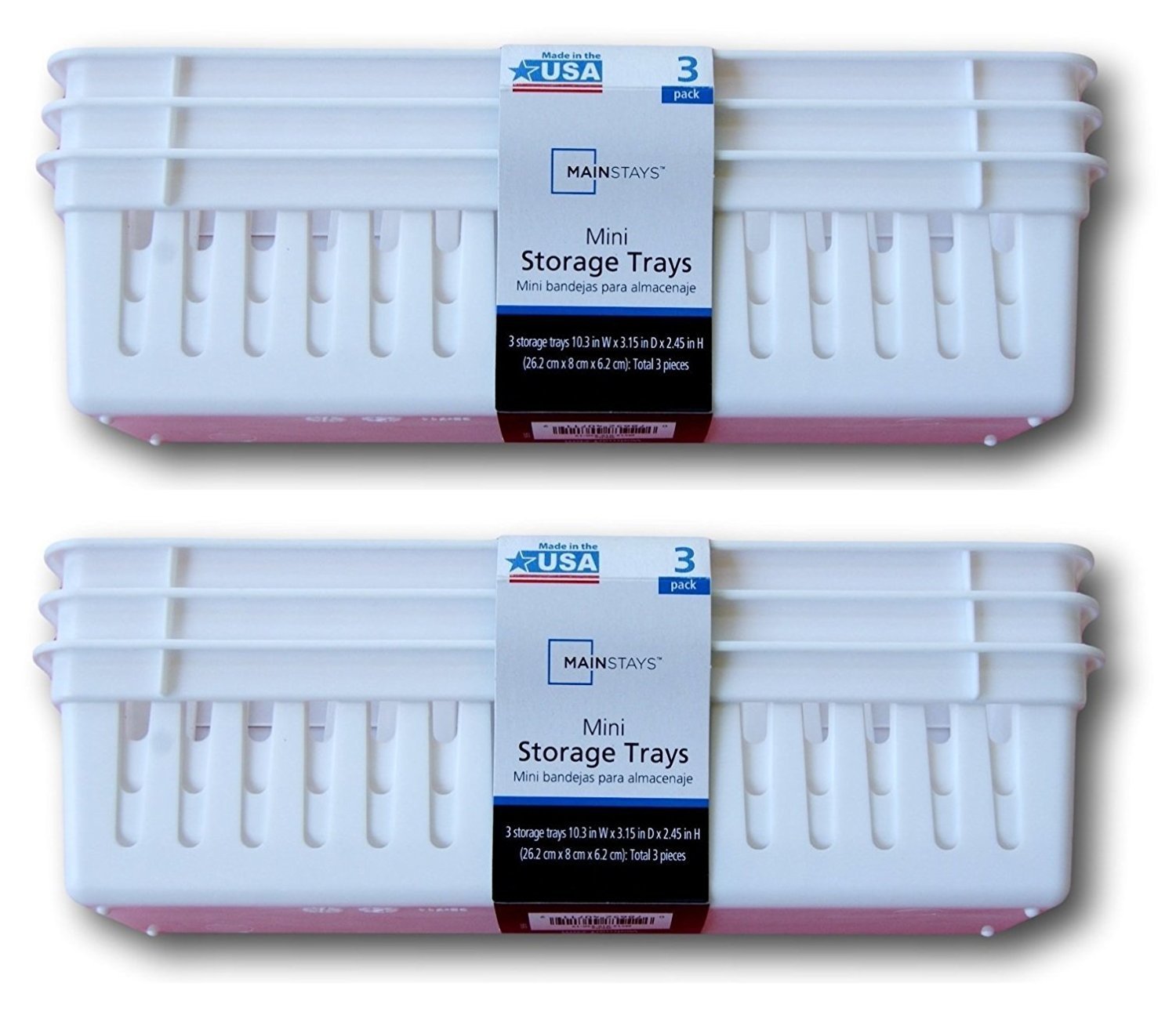 Mainstays White Plastic Storage Trays - 6 Pack for Organizing