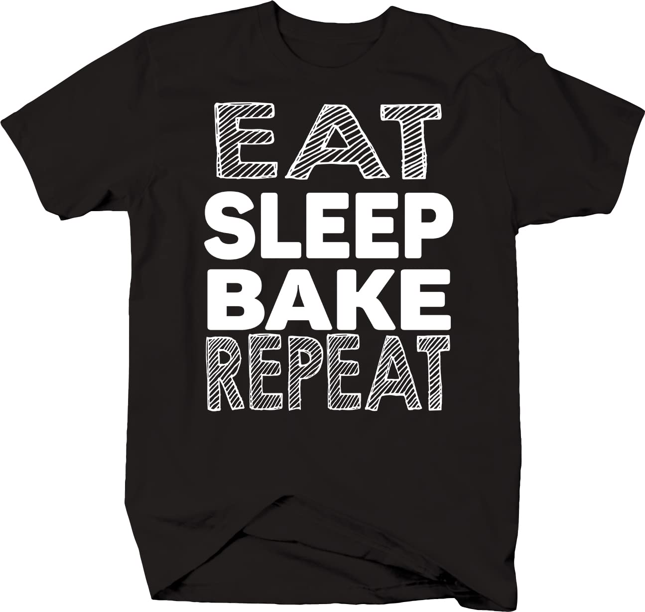 Eat Sleep Bake Repeat Baking Cookie Brownie T-Shirt for Men - Black Cotton Graphic Tee for Bakers, Chefs & Baking Enthusiasts | Perfect for Baking Classes, Kitchen & Casual Wear