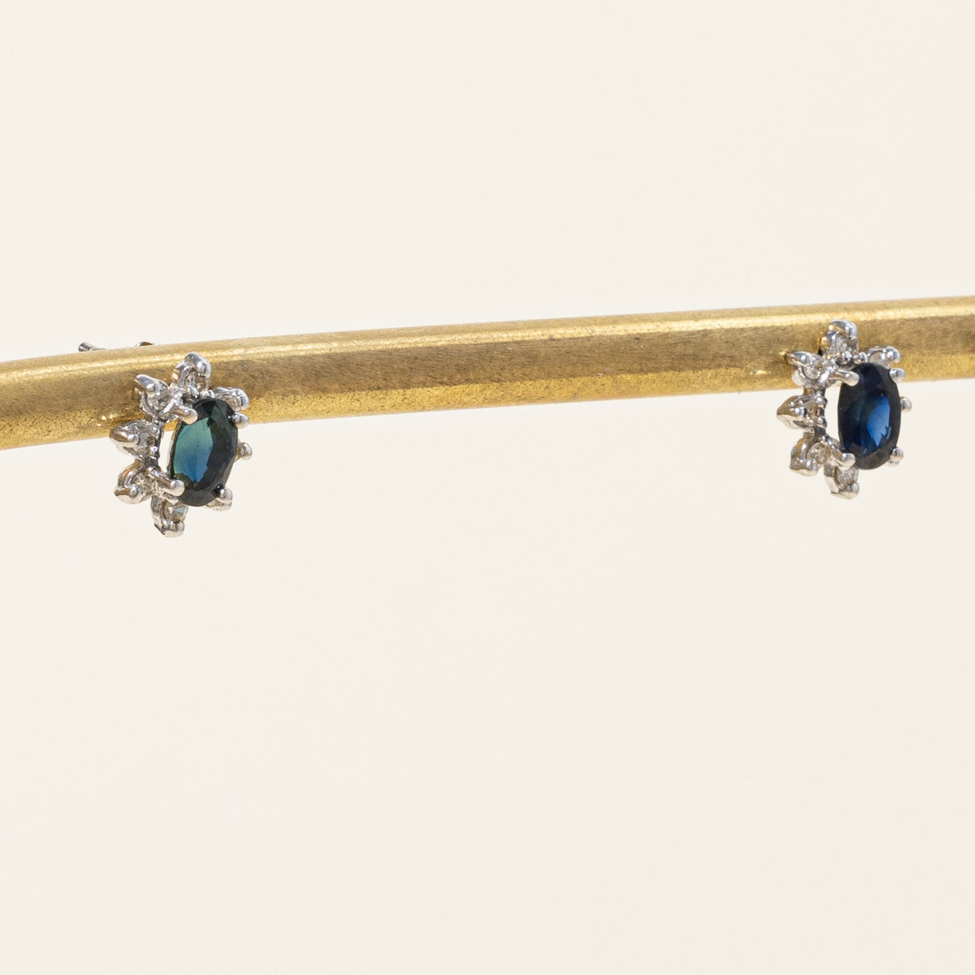 Exquisite 0.50ctw Sapphire & Diamond Earrings with 0.08ctw Diamonds | 14K White Gold Stud Earrings for Women | Perfect for Weddings, Anniversaries & Special Occasions