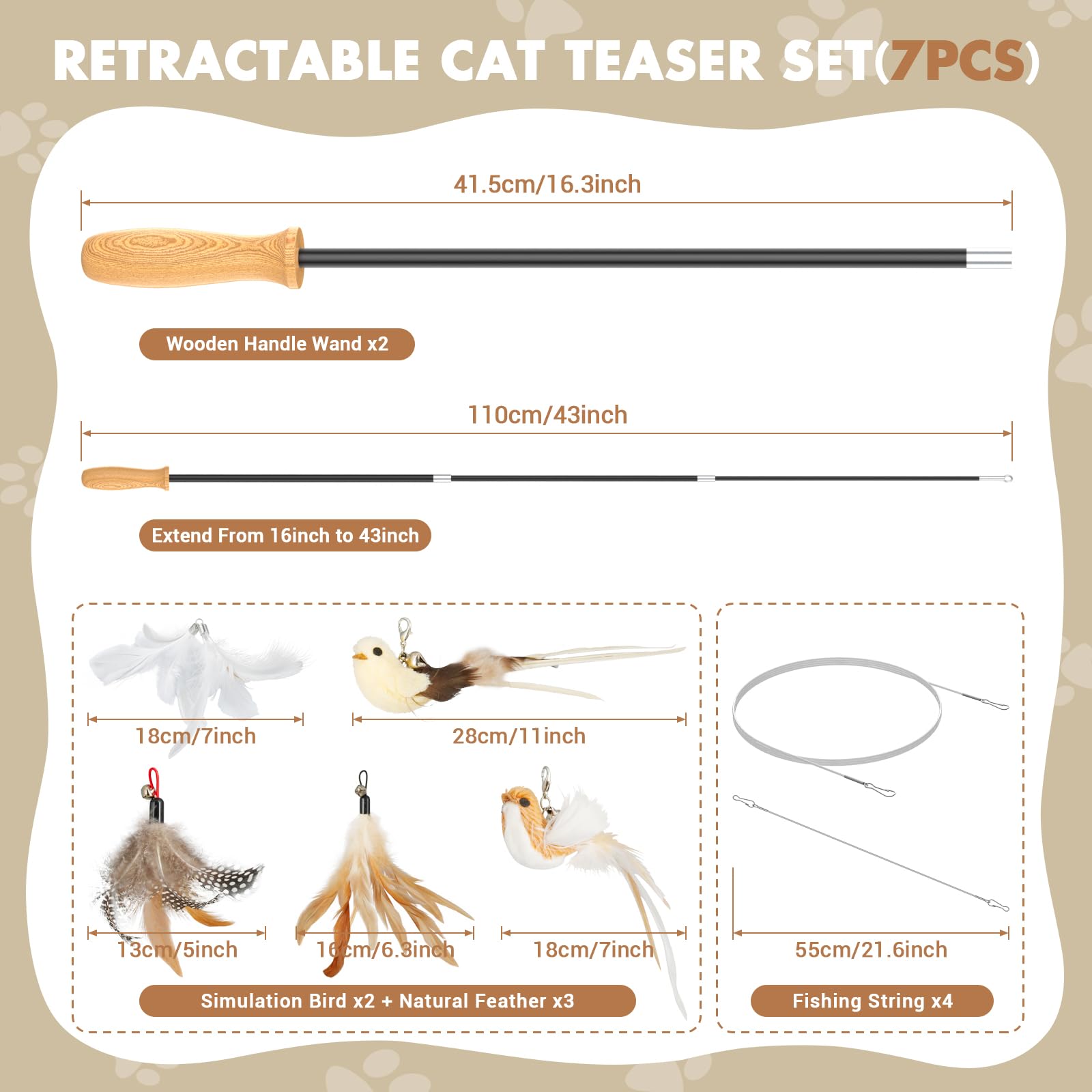 ROSAUI Interactive Cat Teaser Wand Toy - 42.15