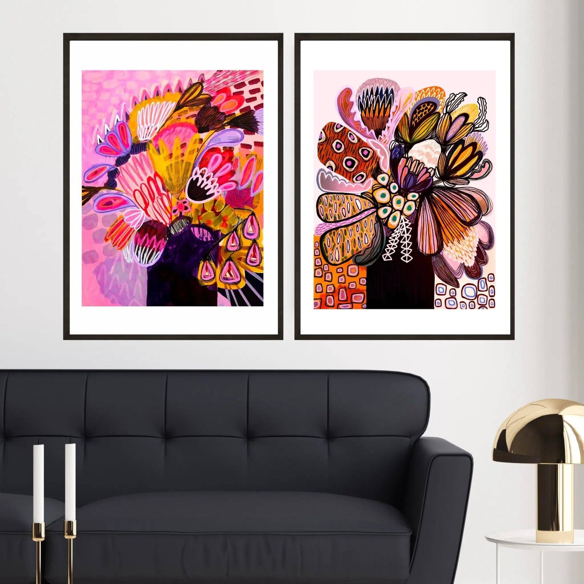 Modern Botanical Wall Art Prints Set - Handmade Floral Canvas Paintings for Living Room, Bedroom & Office Decor